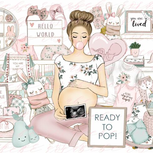Baby girl clipart cover image.