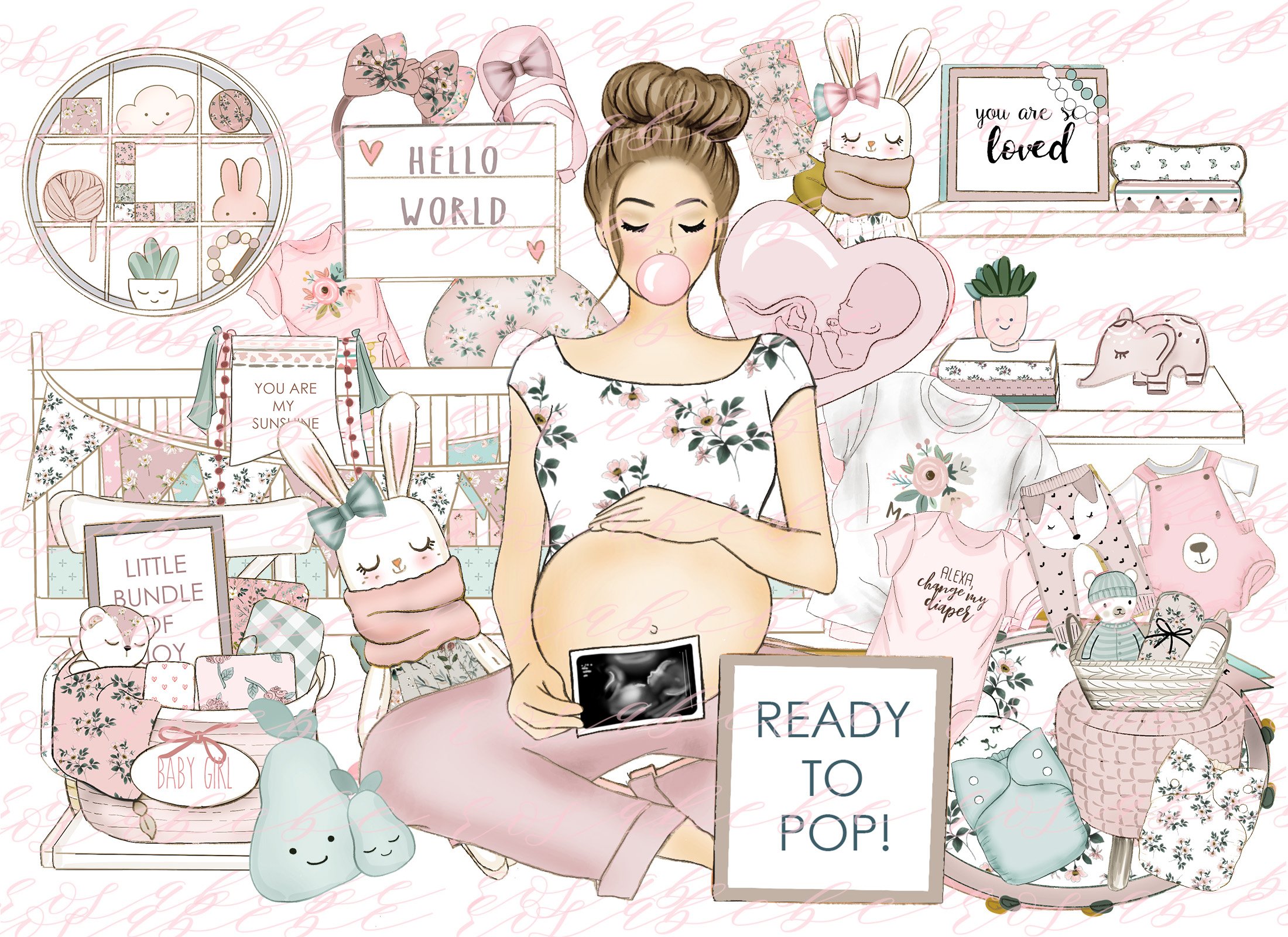 Baby girl clipart cover image.