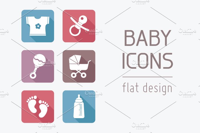 Flat Baby Icons cover image.