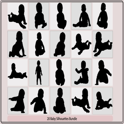 Baby Crawling Silhouettes SetVector silhouette of baby,A silhouette of playing baby, cover image.