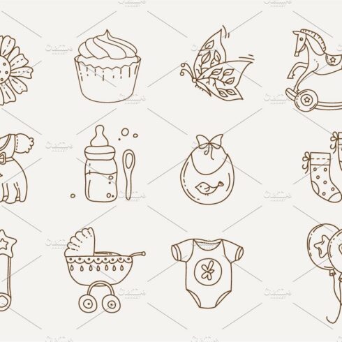 Baby doodle Icons for boys and girls cover image.