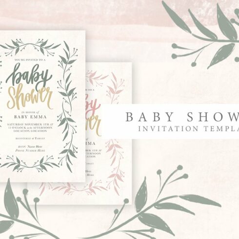 Feminine Baby Shower Invitation cover image.
