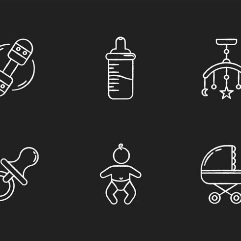 Baby care service chalk icons set cover image.