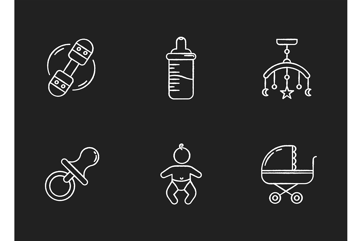 Baby care service chalk icons set cover image.