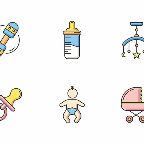Baby care service RGB icons set cover image.