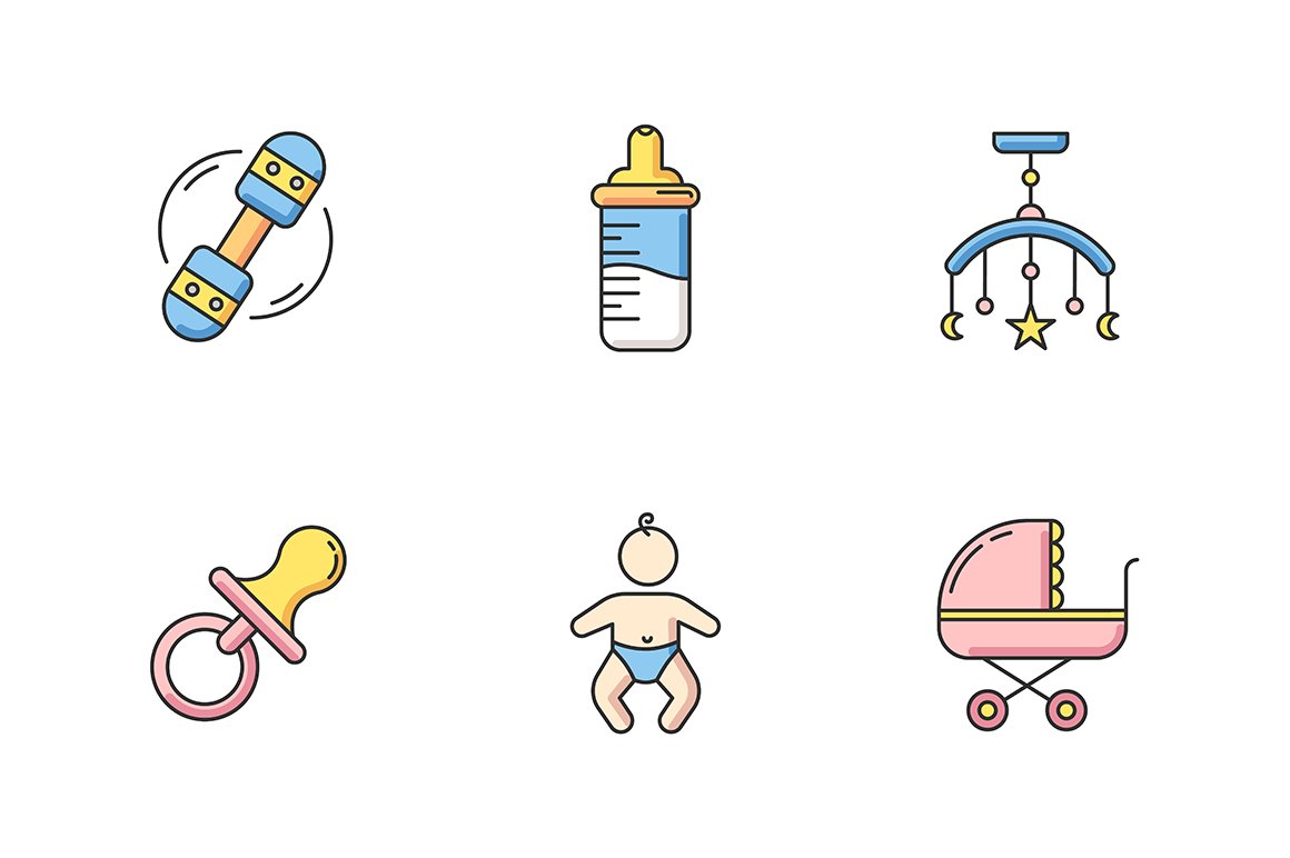 Baby care service RGB icons set cover image.
