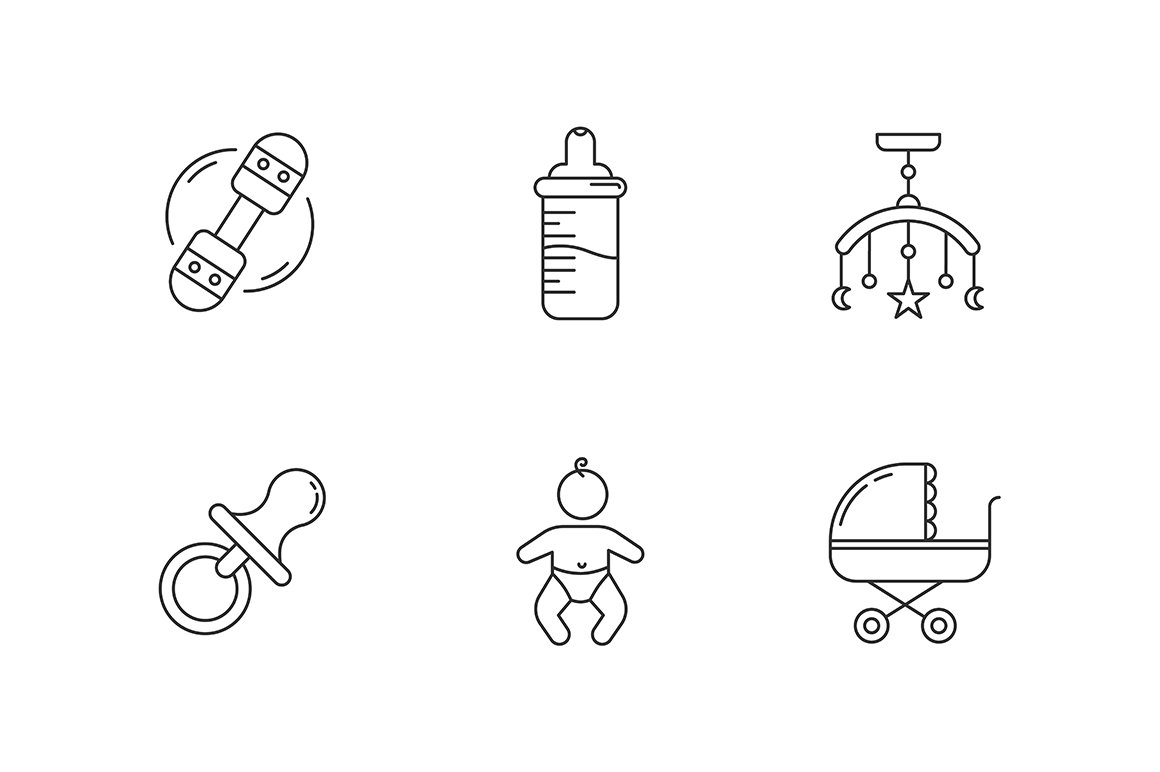Baby care service linear icons set cover image.