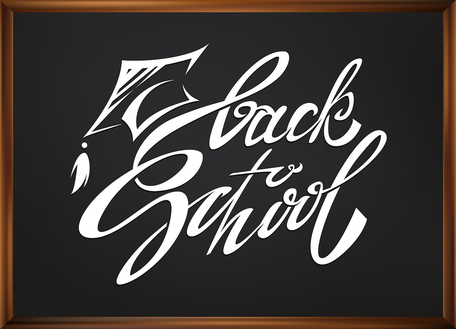 back to school calligraphic inscription. isolated vector. black chalkboards. academic cap. trend 598