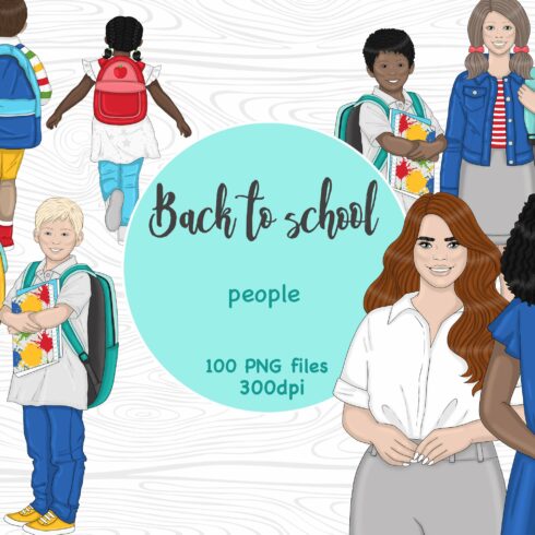 Back To School People Clipart cover image.
