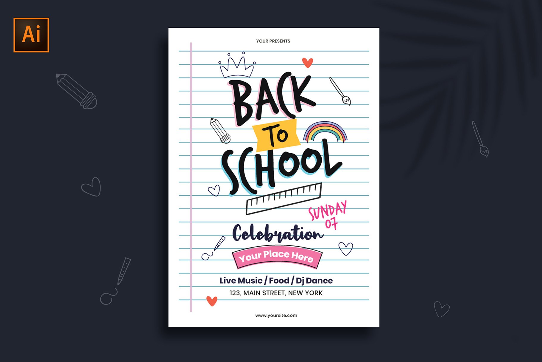 Back to School Flyer/Poster Template cover image.