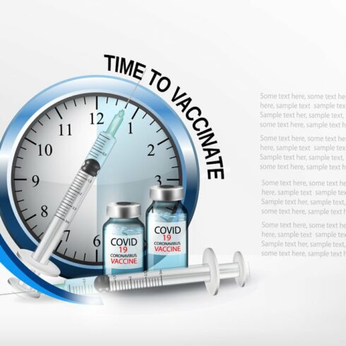 Time to vaccinate concept. Vector cover image.