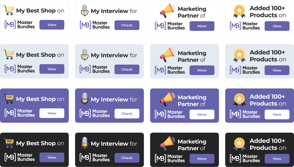 MasterBundles Badges for your website or social networking profiles.