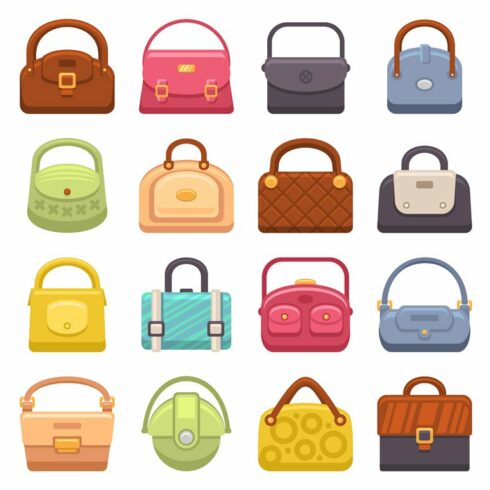 Woman Fashion Bags Icons Set cover image.