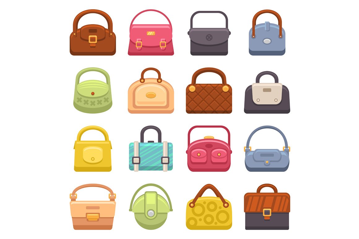 Woman Fashion Bags Icons Set cover image.
