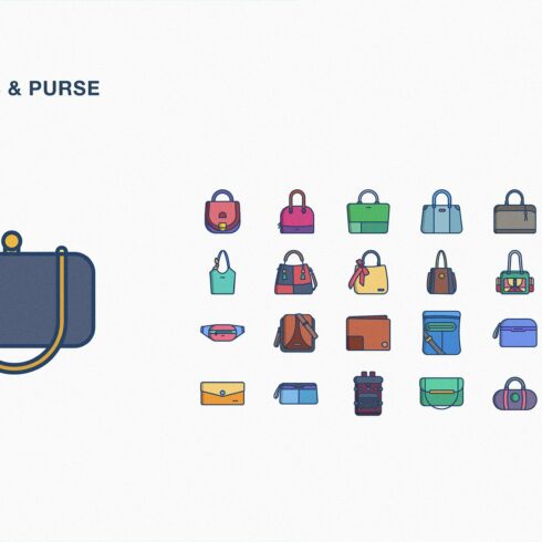 Bag and purse icon set cover image.