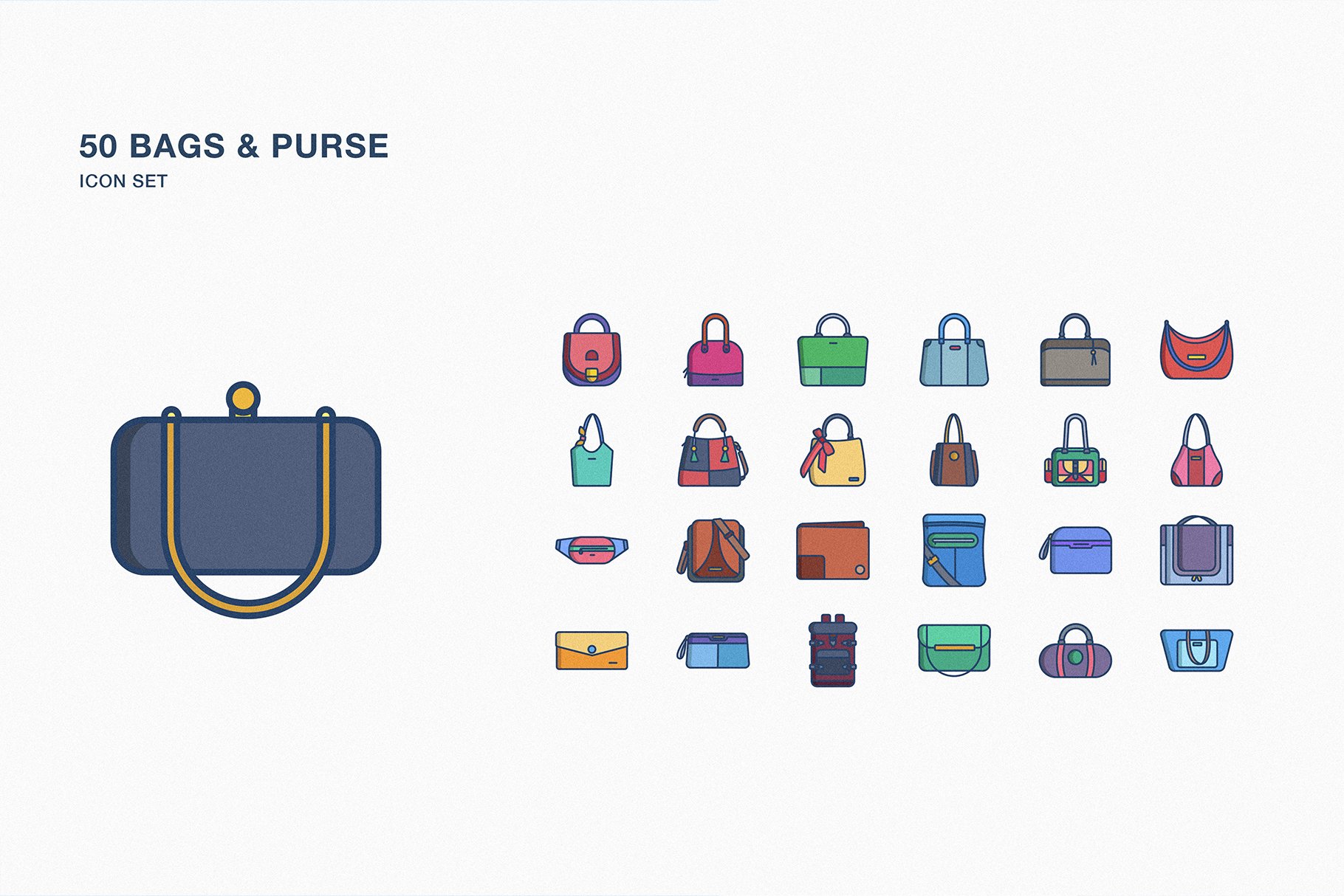 Bag and purse icon set cover image.