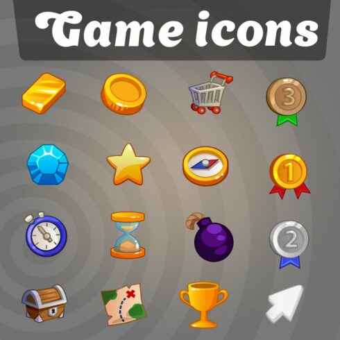 Icon set for UI mobile game cover image.