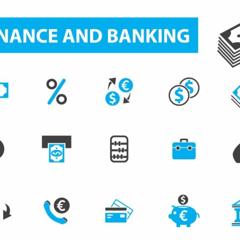 25 finance and banking icons cover image.
