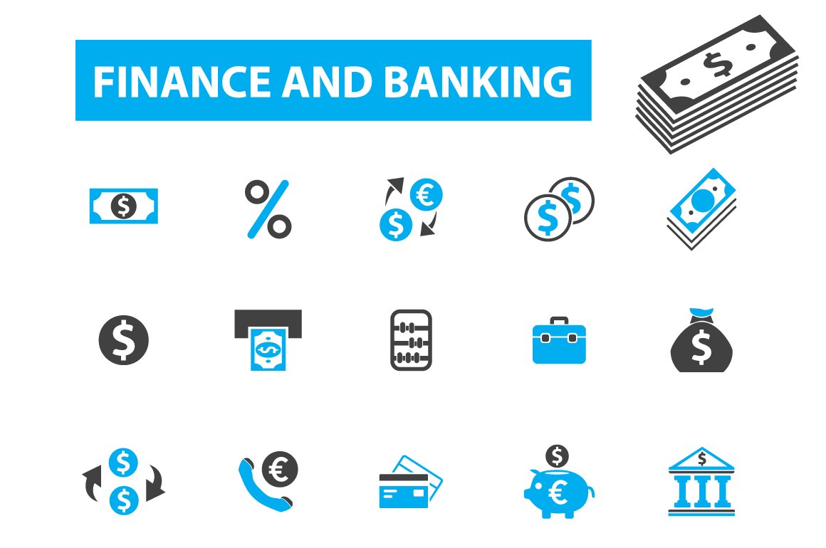 25 finance and banking icons cover image.