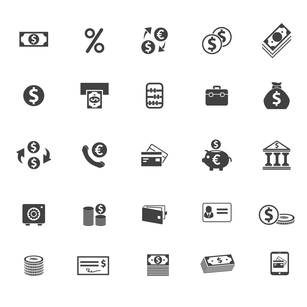 25 finance and banking icons preview image.