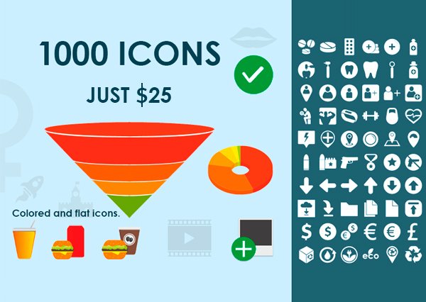 1000 SVG icons for web and mobile UI cover image.