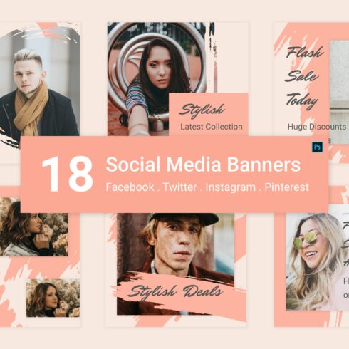 18 Social Media Banners Psd (V-7) cover image.