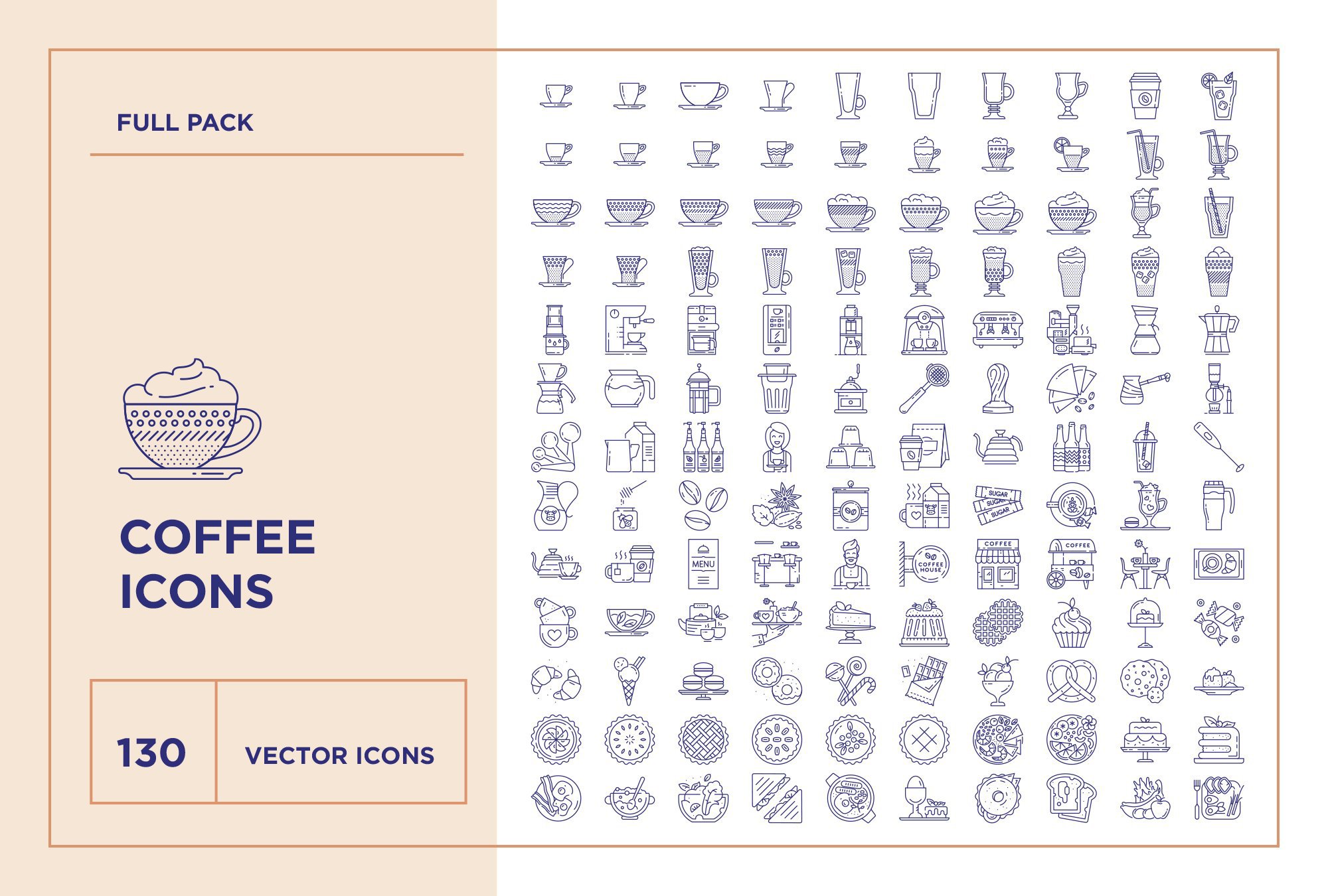 Coffee House Line Icon Set preview image.