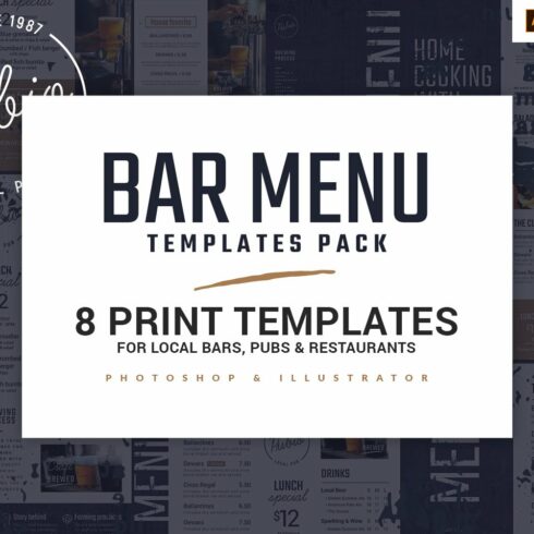 Bar Menu Templates Pack cover image.