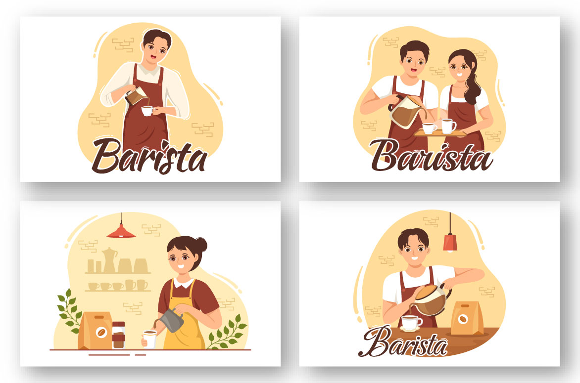 Set of four different logos for baristaa.