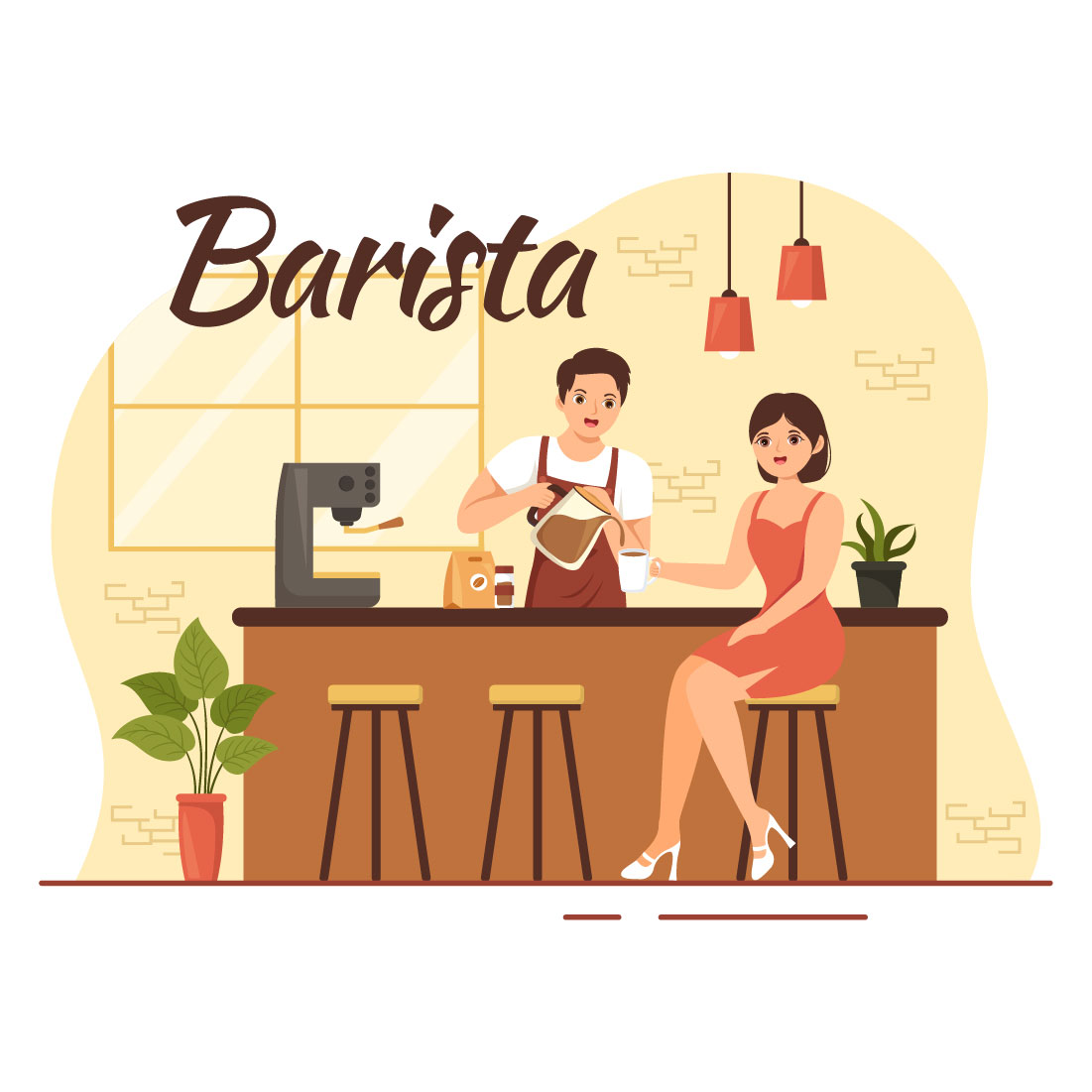 12 Barista Making Coffee Illustration cover image.