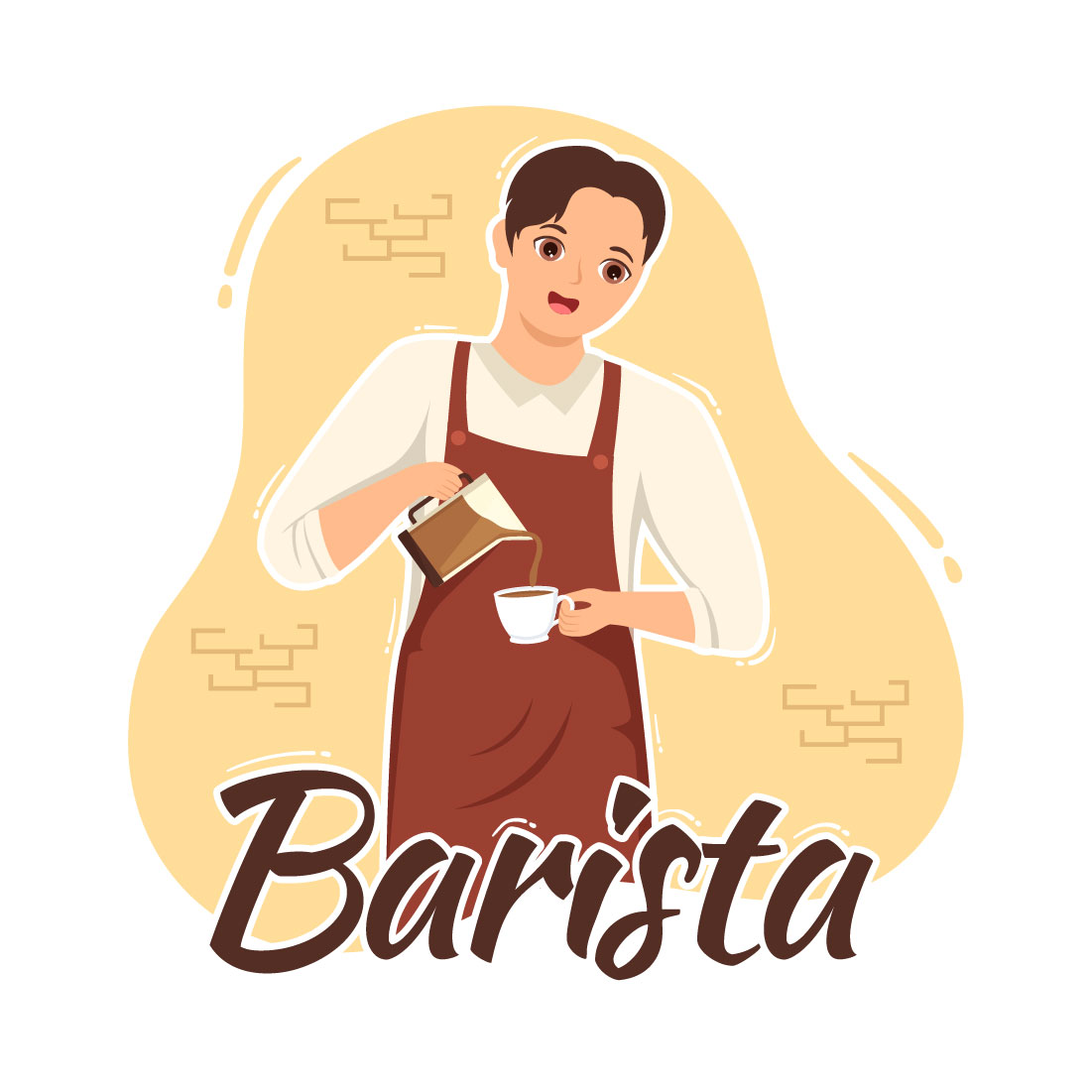 12 Barista Making Coffee Illustration preview image.