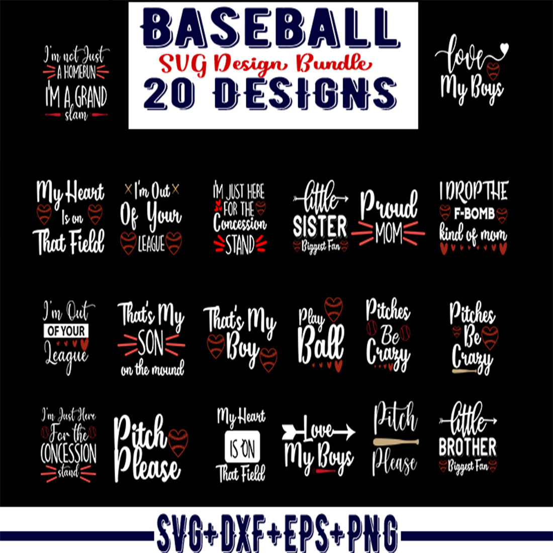 Baseball SVG Design Bundle cover image.