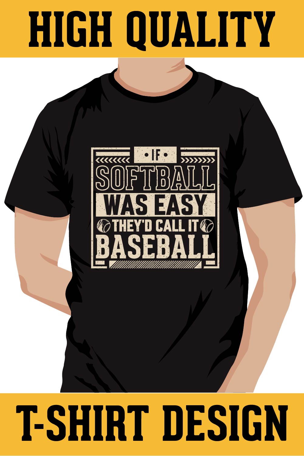 Baseball T-shirt Design, IF softball was easy they'd call it baseball pinterest preview image.