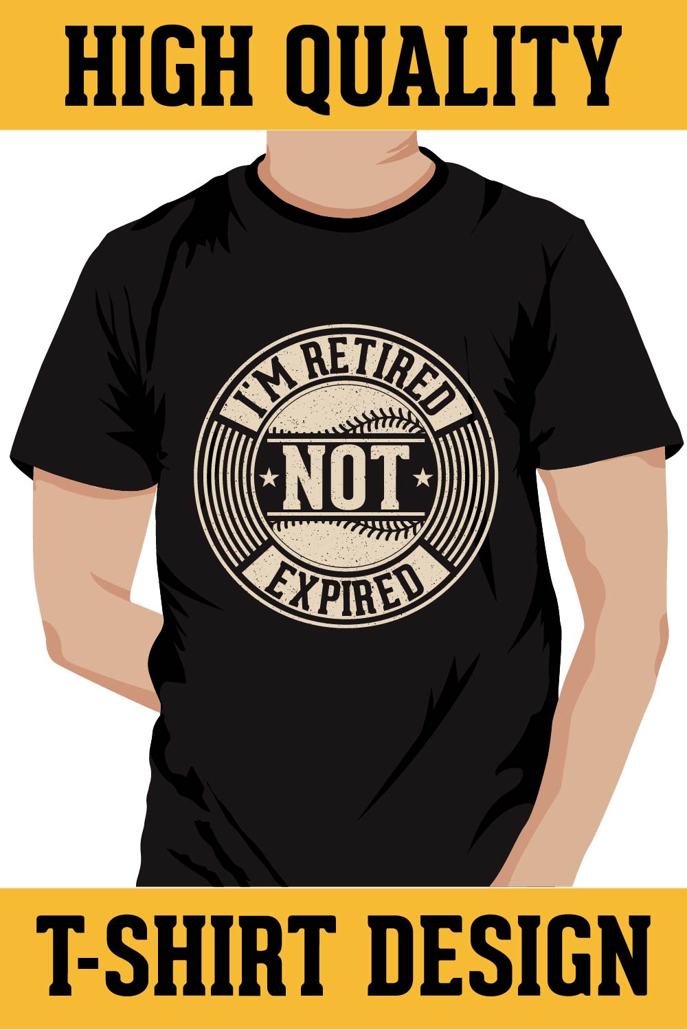 Baseball T-shirt Design, I'm Retired not expired pinterest preview image.