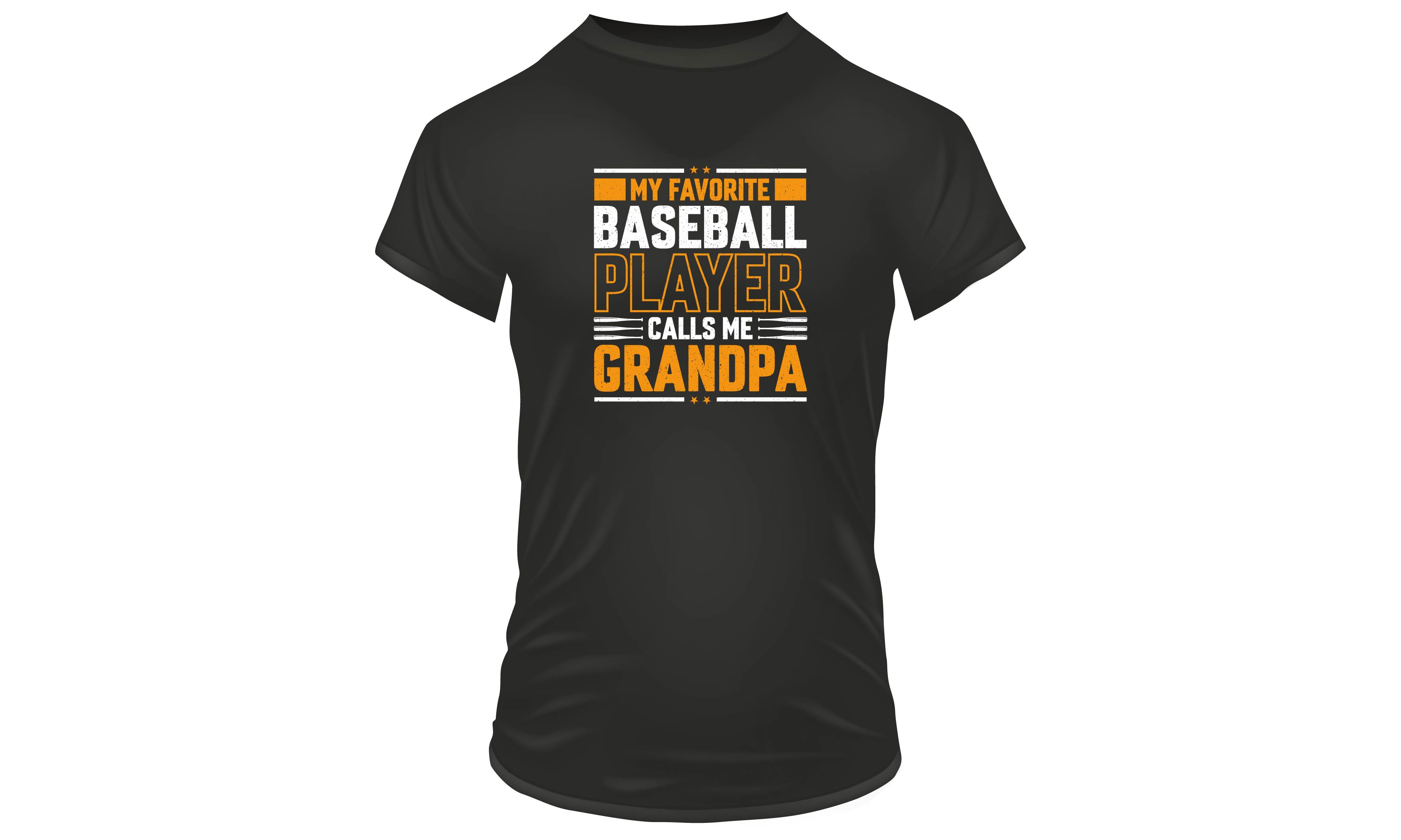 Black t - shirt that says my favorite baseball player is called grandpa.