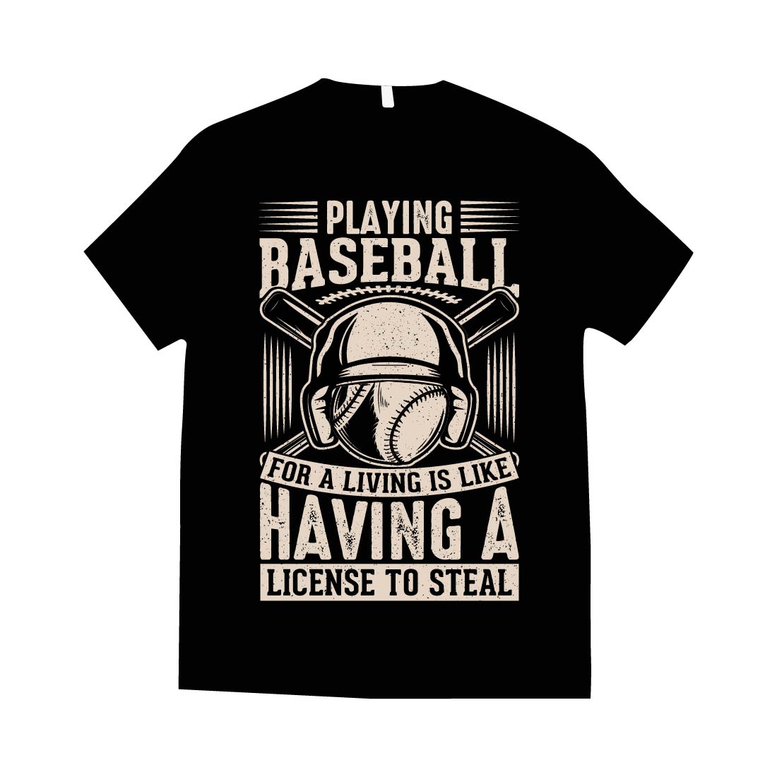 Baseball T-shirt Design, Playing baseball for a living is like having a license to steal preview image.