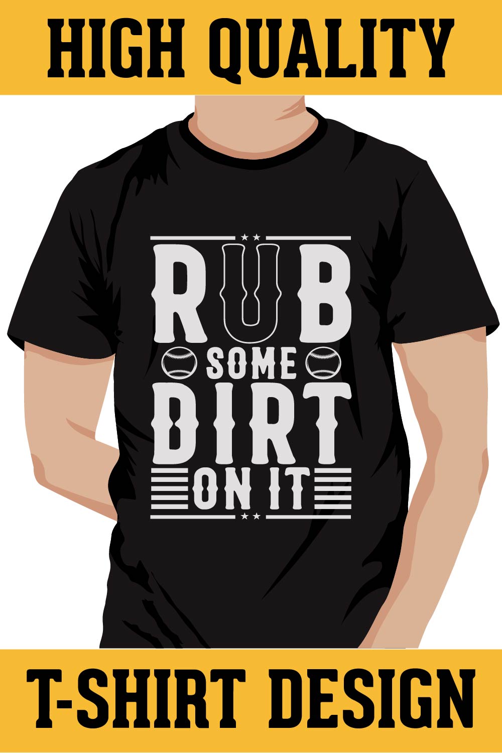 Man wearing a black shirt with the words rub some dirt on it.