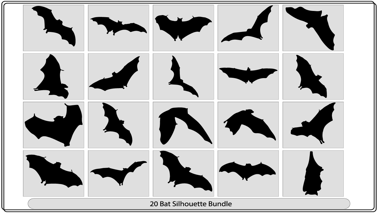 Set of silhouettes of bats for halloween.