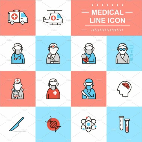 medical thin line icons cover image.