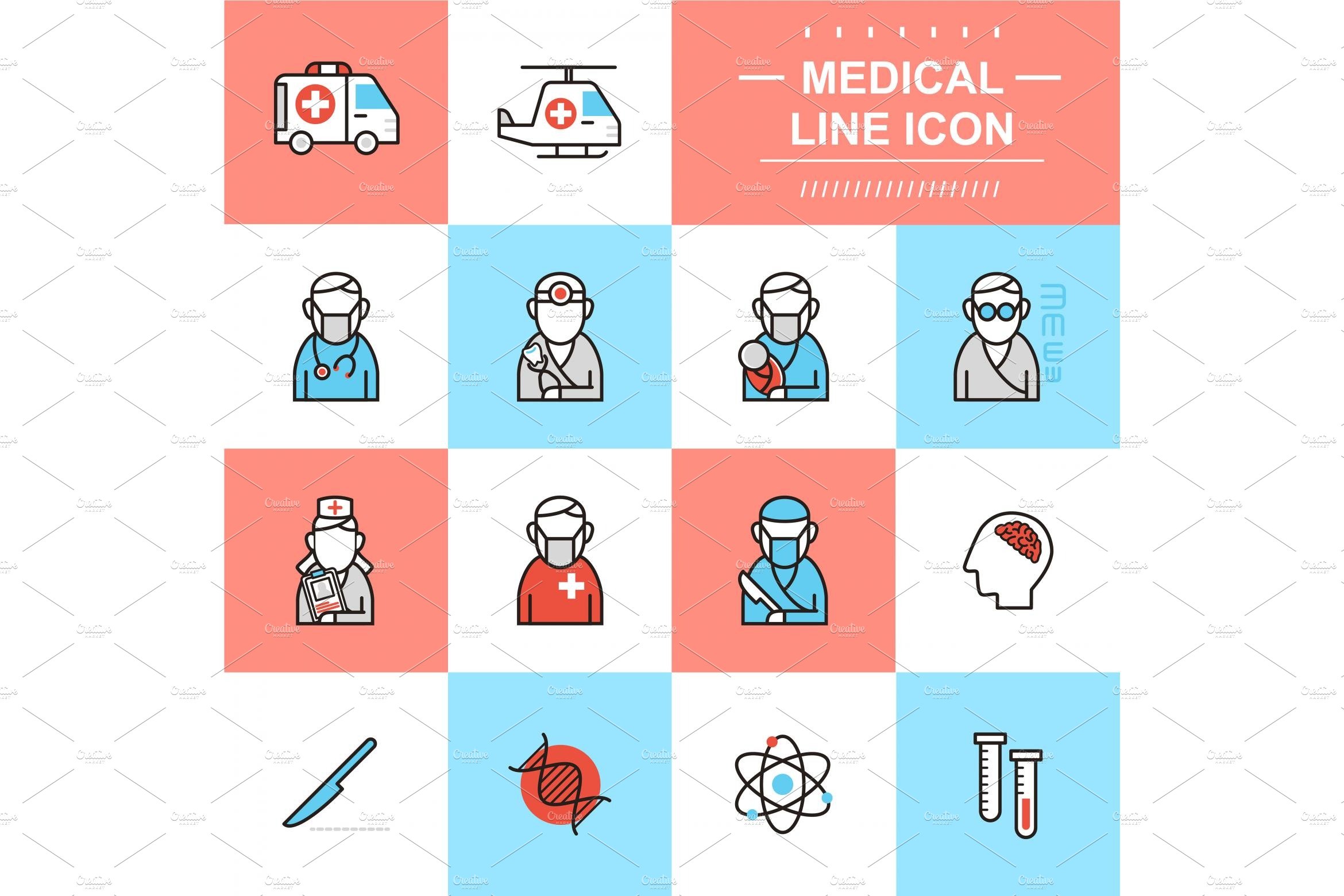 medical thin line icons cover image.