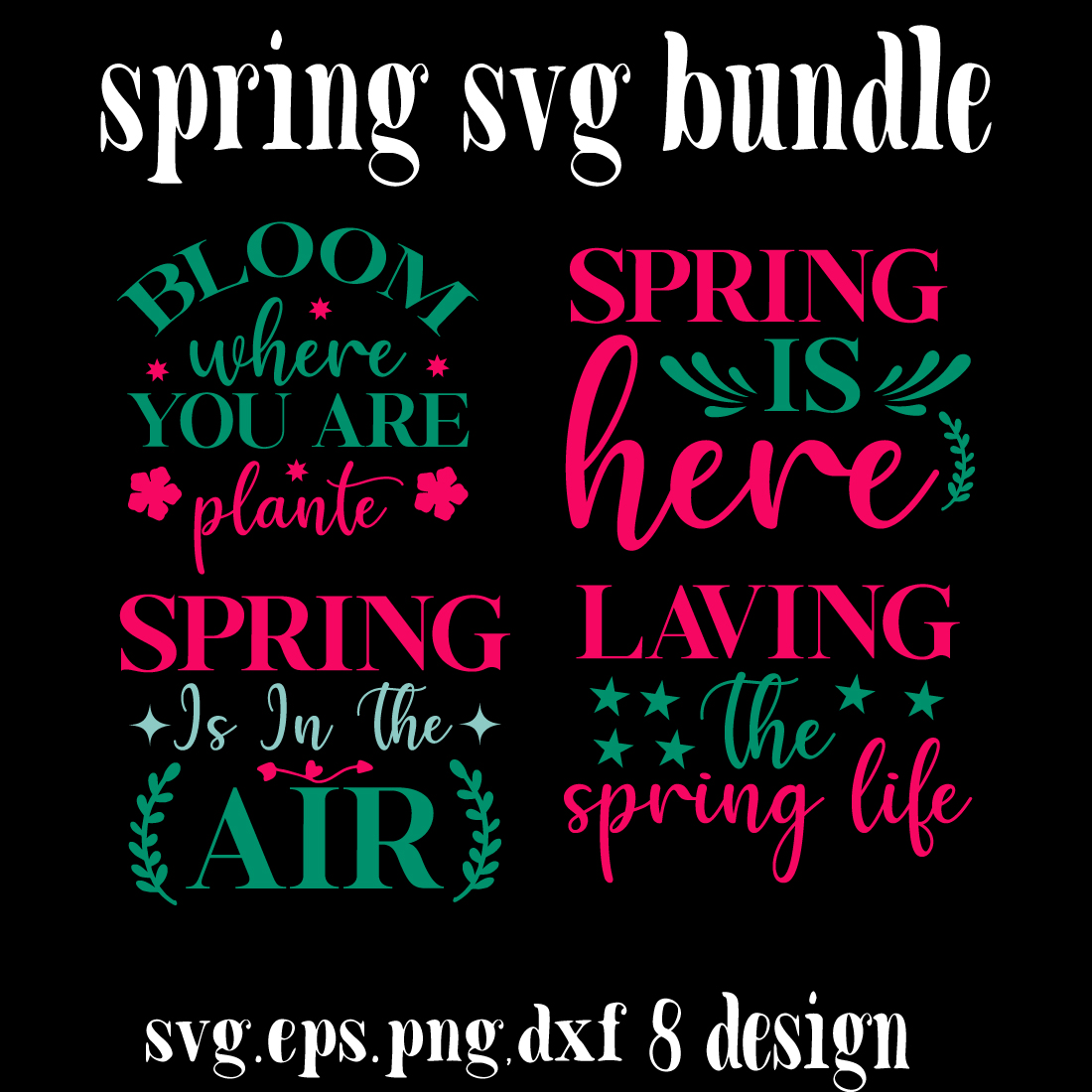 spring svg bundle preview image.