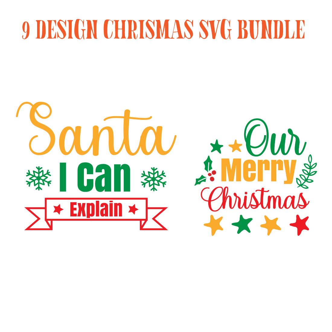 christmas svg design bundle preview image.