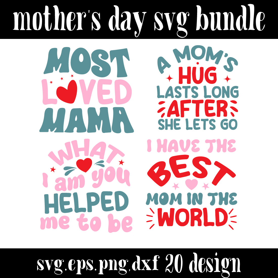mother's day svg bundle cover image.