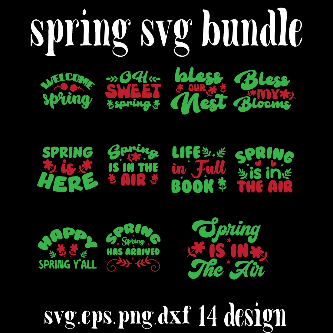 spring svg bundle preview image.