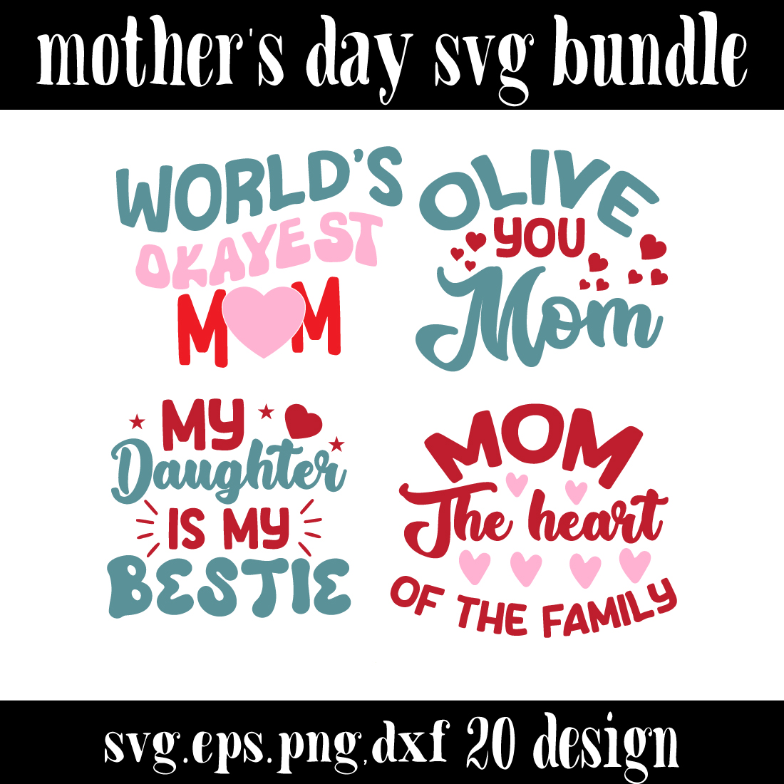 mother's day svg bundle preview image.