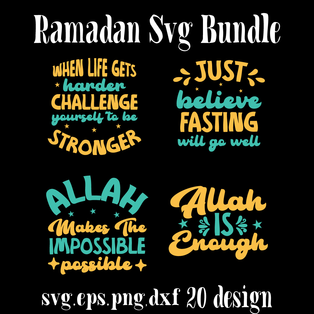 Ramadan svg bundle preview image.