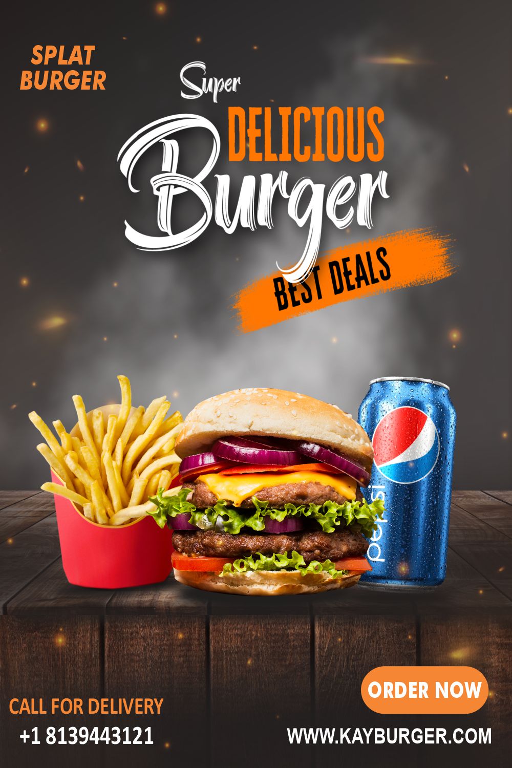 Burger flyer template pinterest preview image.