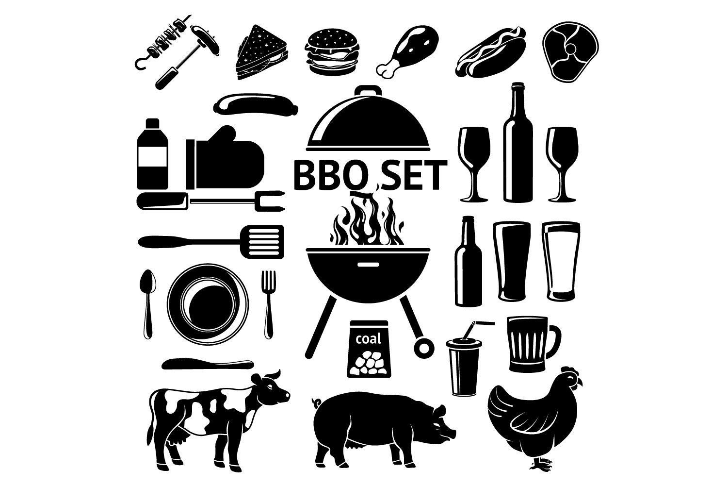 Vector set for BBQ party. cover image.