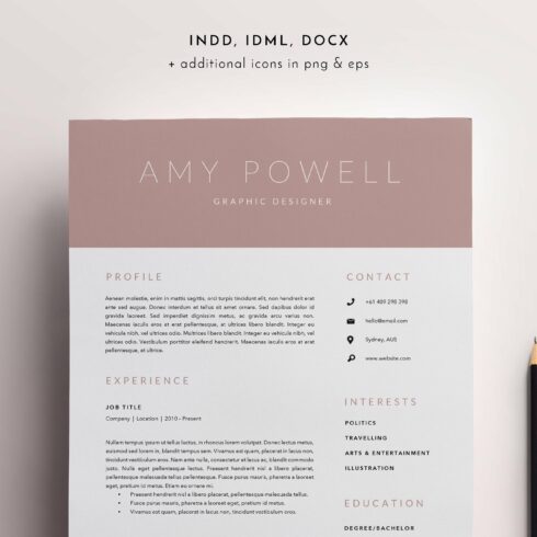 3 Page Resume Template | INDD + DOCX cover image.