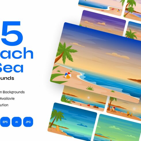 25 Sea and Beach Backgrounds cover image.